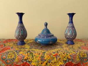 Emailiearbeit schöne persische dunkel Blaue Vase.