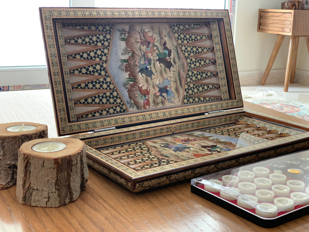 Jeu d'échecs Backgammon fait à la main de 49,6 cm Jeu d'échecs Backgammon fait à la main de 49,6 cm