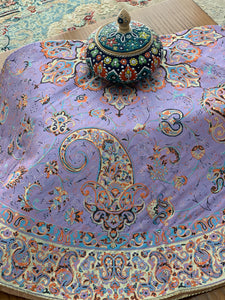 Termeh - Tischdecke aus Seide und Polyester. Lila.